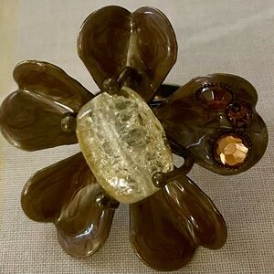 Brown Floral Statement Ring